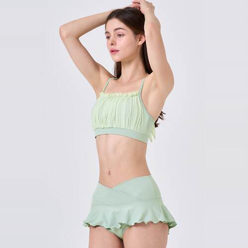 糖果色网纱polewear套装钢管舞服短裤美背专业防走光运动背心上衣