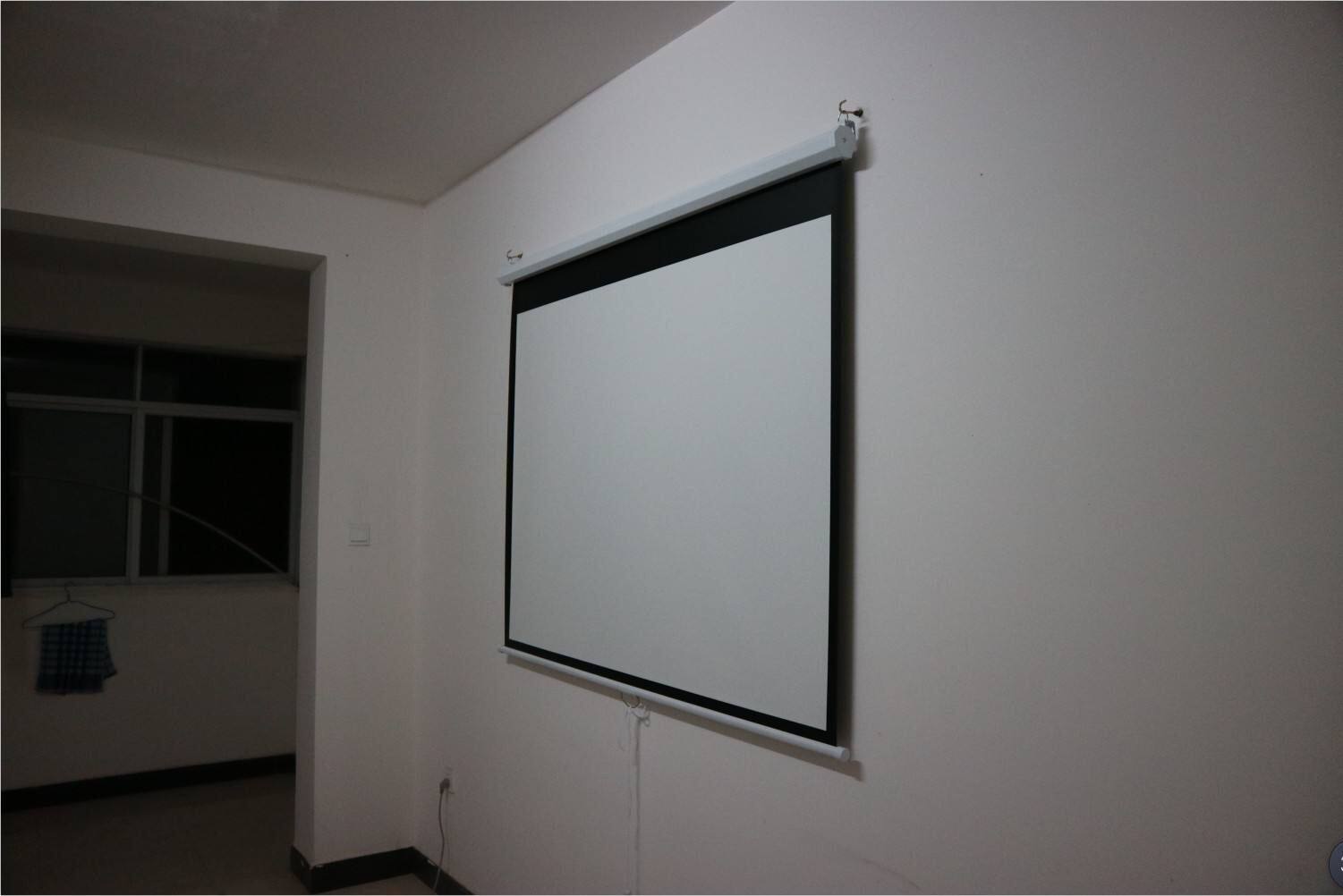 幕布120寸4:3手动自锁白塑投影机仪屏幕布手拉幕布