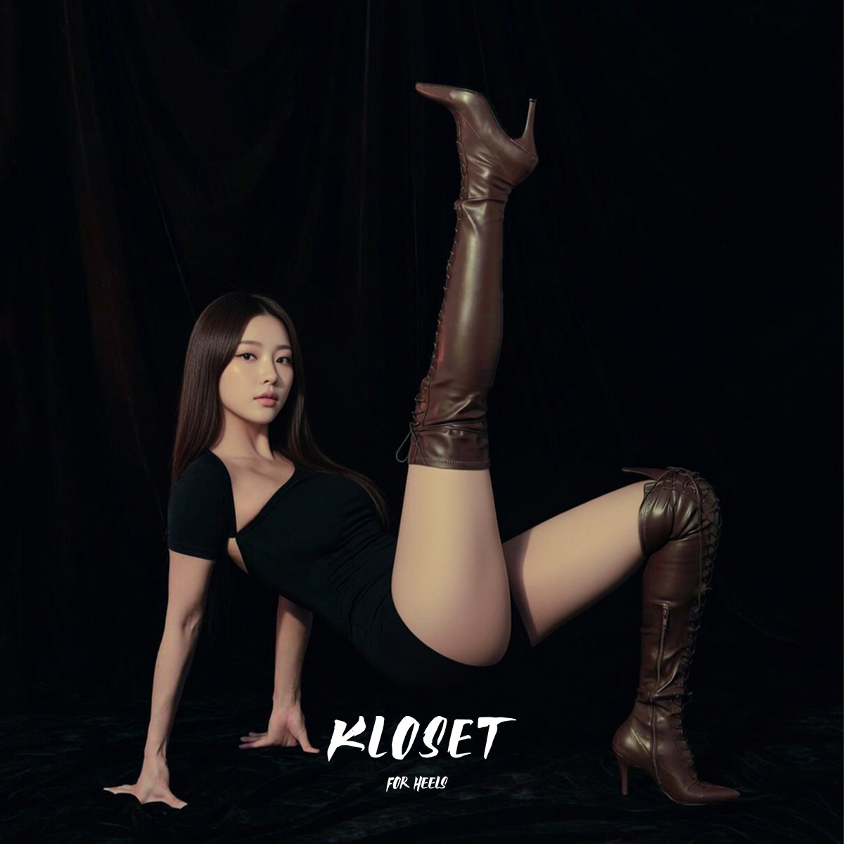 TWICE金多贤同款系带女爵士舞专用高跟鞋过膝长筒HEELS舞鞋jazz