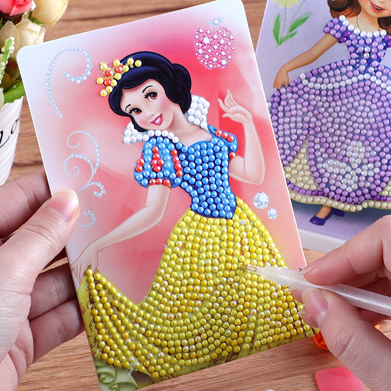 白雪公主钻石贴画艾莎苏菲亚立体c贴纸宝石粘贴女孩益智水晶贴玩