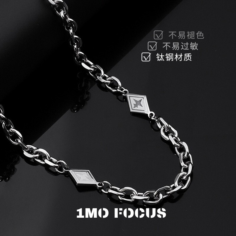 不掉色不过敏钛钢古巴链中性风