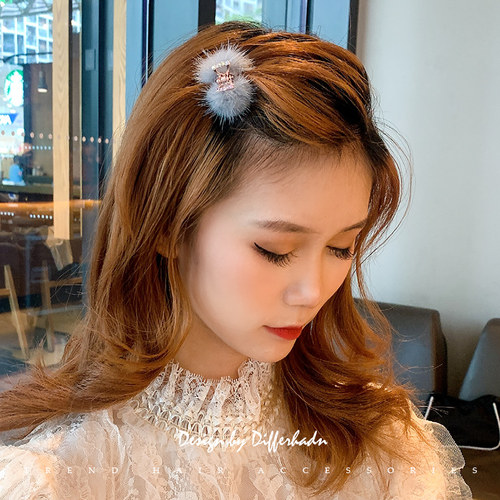 小心机秋冬毛毛刘海小抓夹小号