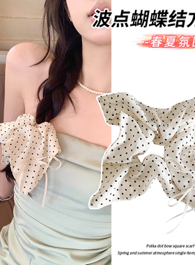 波点大肠方巾发圈网红2025新款女高级感头饰方形头绳皮筋扎头发饰