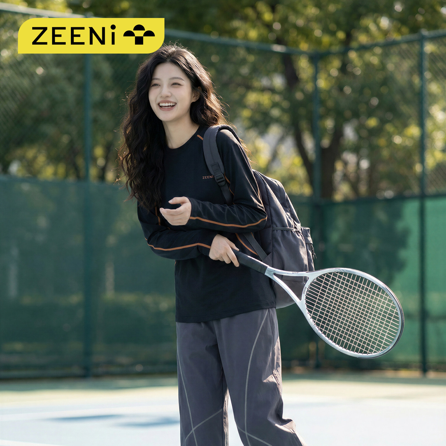 ZEENi积泥 轻户外徒步速干排汗长袖T恤女休闲裤网球显瘦运动套装