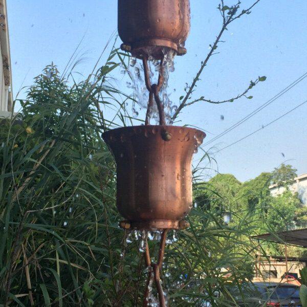 链紫香民宿雨水庭院铜2花瓣圆屋静型链水花园链北欧0杯雨酒店檐落