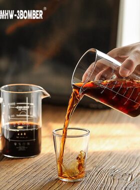 手-轰  炸壶式滴咖啡壶玻璃具冲360刻度l量杯MHW享器带机分m滤