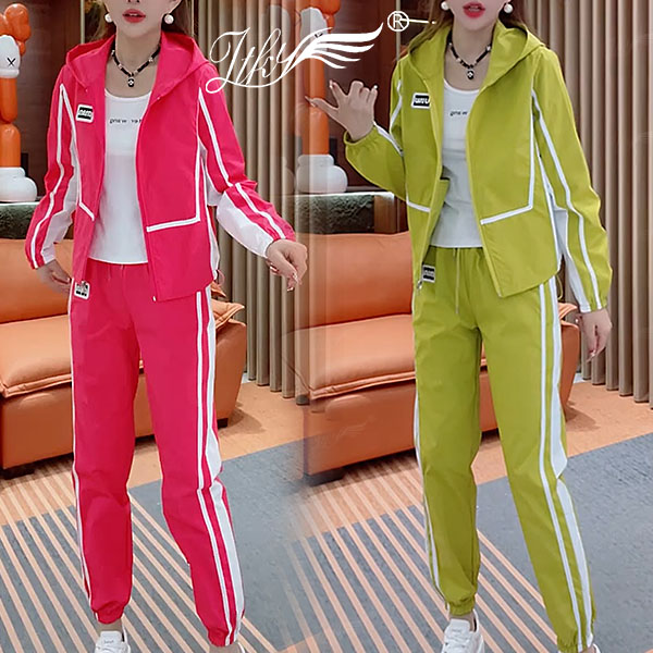 洋气简约休闲气质百搭拼色两件套