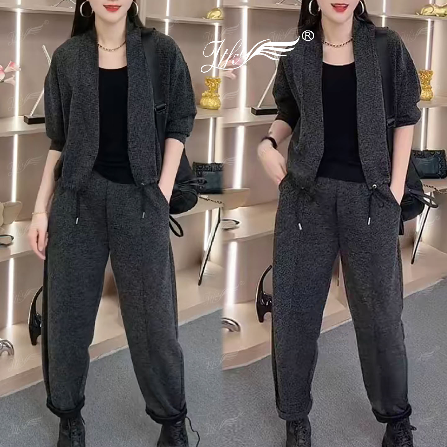 洋气简约休闲气质百搭减龄两件套