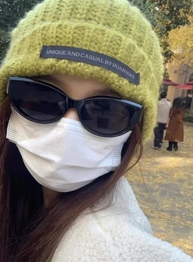 大媛家Sunny 网红同款猫眼嘻哈复古防紫外线欧美酷街拍黑框墨镜