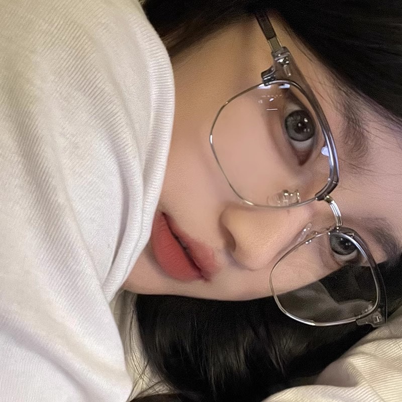 大媛家Sunny 近视眼镜女复古灰色半框眼睛可配度数防蓝光素颜镜架