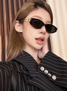 大媛家Sunny Jennie同款猫眼墨镜女金属镂空腿太阳眼镜防紫外线
