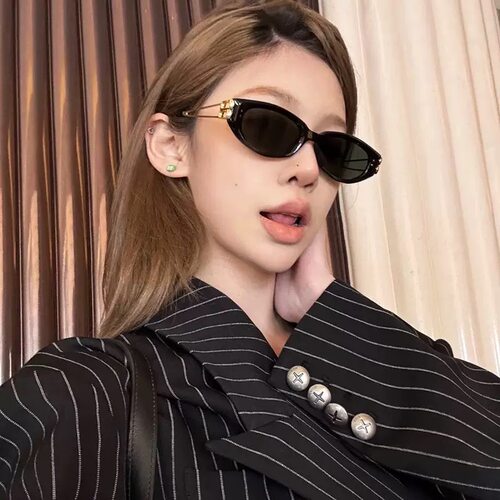 大媛家Sunny Jennie同款猫眼墨镜女金属镂空腿太阳眼镜防紫外线