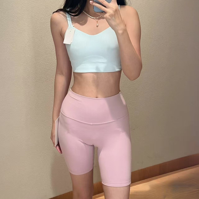 磨毛裸感瑜伽五分裤骑行高腰提臀