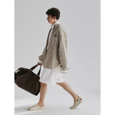 大口袋长袖男士衬衫