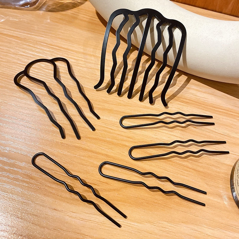法式盘发插梳六件套四齿盘发神器丸子头简约气质发夹发插发簪头饰