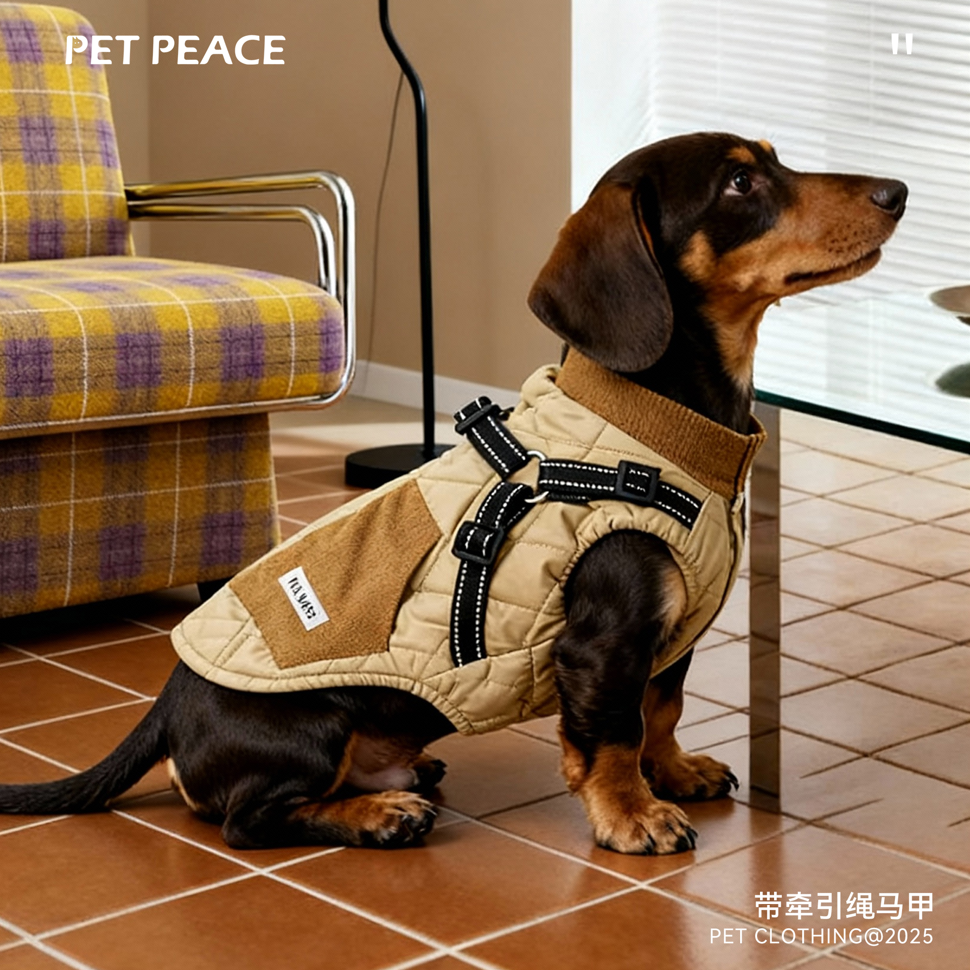 Petpeace小狗狗衣服秋冬季牵引腊肠犬泰迪雪纳瑞冬装宠物棉服马甲