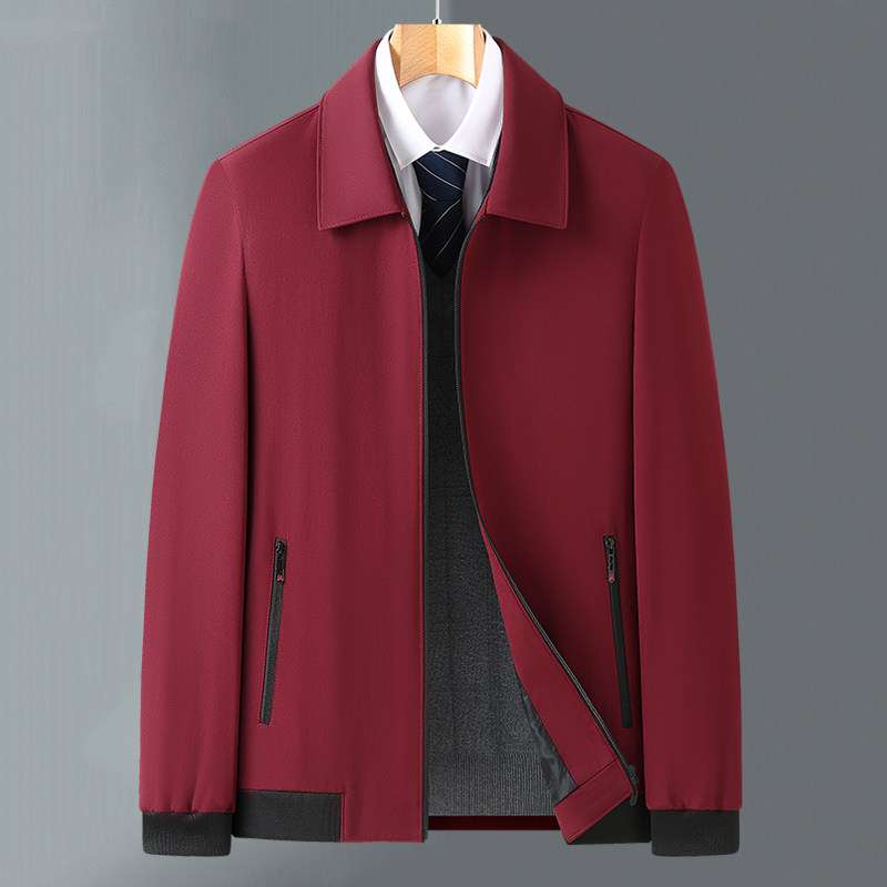 511中老年夹克纯色翻领男士商务夹克爸爸装秋季外套爷爷装，男装夹克，星座1108-3