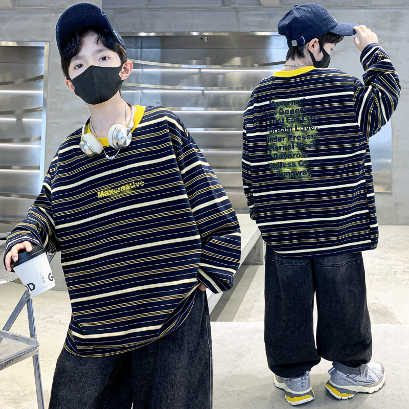 儿童长袖t恤男童体恤衫服饰潮童超酷网红单衣潮酷洋气早秋酷风
