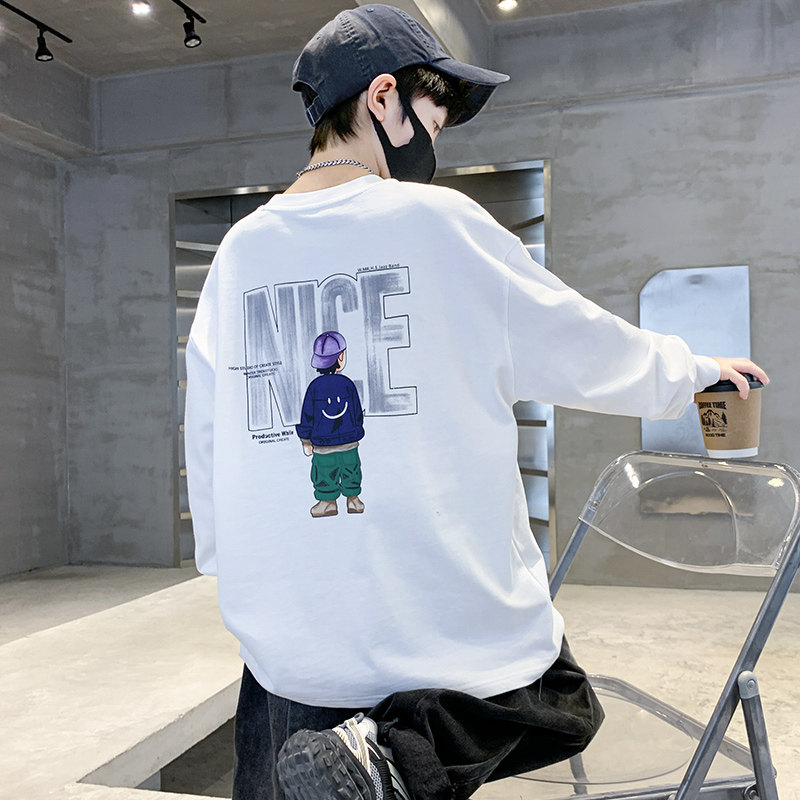 儿童打底衫中大童男孩上衣初秋高级感假两件萌娃秋天休闲男童新款