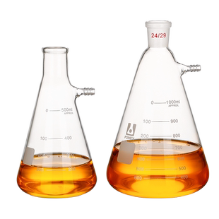 【荣力普工厂】玻璃具上嘴抽滤瓶标准磨口三角烧瓶50/100/250/500/1000/2000/3000/5000ml实验室上下嘴锥形瓶