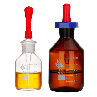 蜀牛玻璃滴瓶英式滴瓶透明棕色滴管瓶附胶帽白色点滴瓶滴定瓶胶头滴管30/60/125ml实验室用带刻度精油瓶