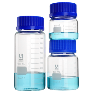 【荣力普】蜀牛gl80试剂瓶大广口玻璃瓶实验室螺口丝口宽口试剂瓶蓝盖瓶瓶盖密封罐100/150/200/500ml/2l/3l