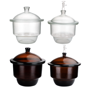 荣力普真空玻璃干燥器实验室干燥皿抽真空干燥器棕色加厚透明干燥釜盖子实验玻璃器皿180 240 350 400mm