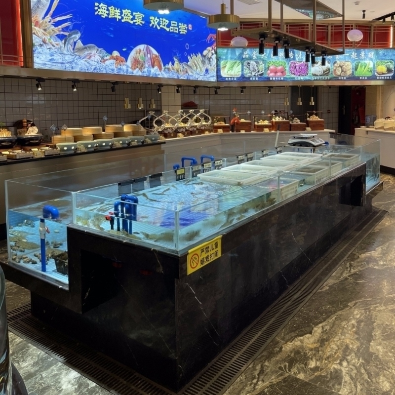 商用超市贝类池圆形海鲜池固定式海鲜鱼缸高档酒店水产缸  海水缸