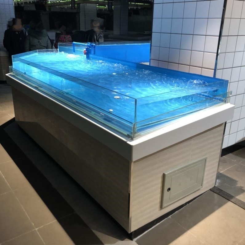 商用水产档口用海鲜鱼缸带海鲜池制冷餐厅饭店商场超市海鲜异型缸