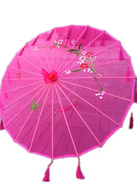 .2021绸布防晒古典舞伞油纸伞舞蹈伞道具伞复古装SV饰伞红色旗袍