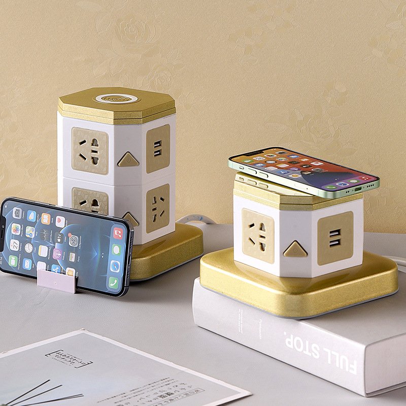 立式无线充电插座带线多功能USB快充插线板创意接线板家用插排插