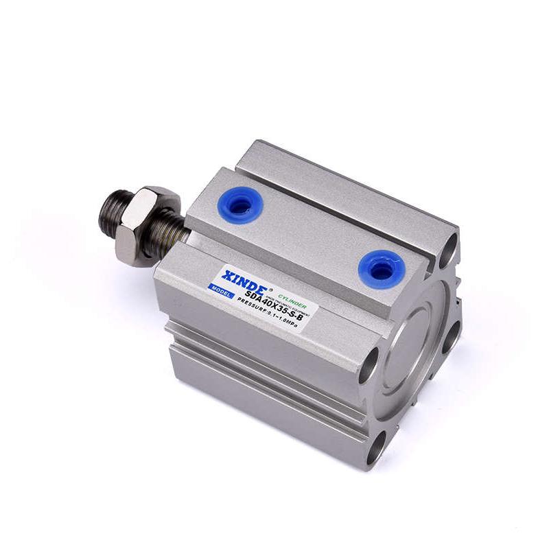 SDA40外螺纹带磁薄型气缸32405063 80100*M5~100S-B外牙活塞附磁