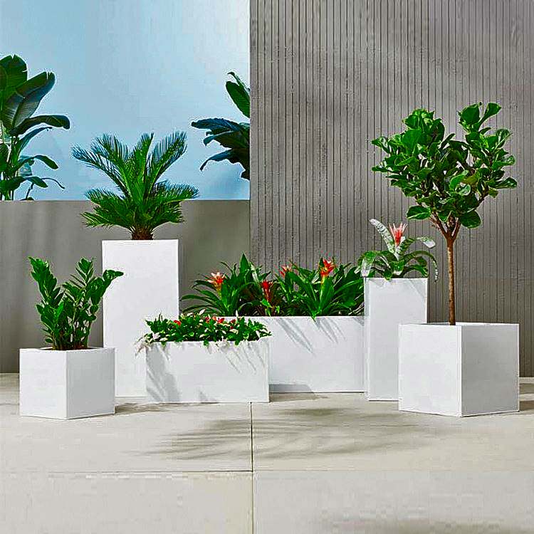 移动不锈钢树池花箱景观户外铁艺花箱小区广场镀锌板花钵花器组合