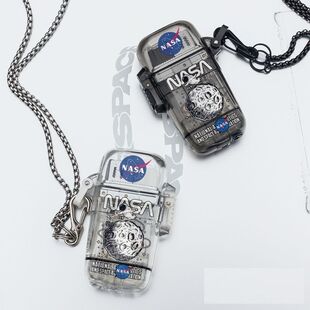 粉色火焰防风直冲打火机项链个性创意送男友礼物充气巴斯光年NASA