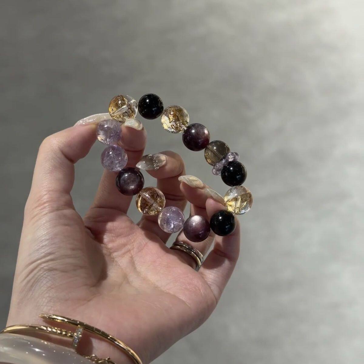 [琉璃紫金]天然水晶轻奢新款紫水晶紫锂云母手串正品爆款礼物手链