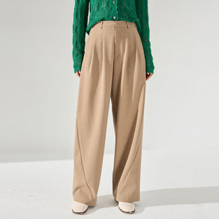 休闲长裤 立体剪裁西裤 女 老钱通勤高腰宽松廓形阔腿裤 清仓26春新款