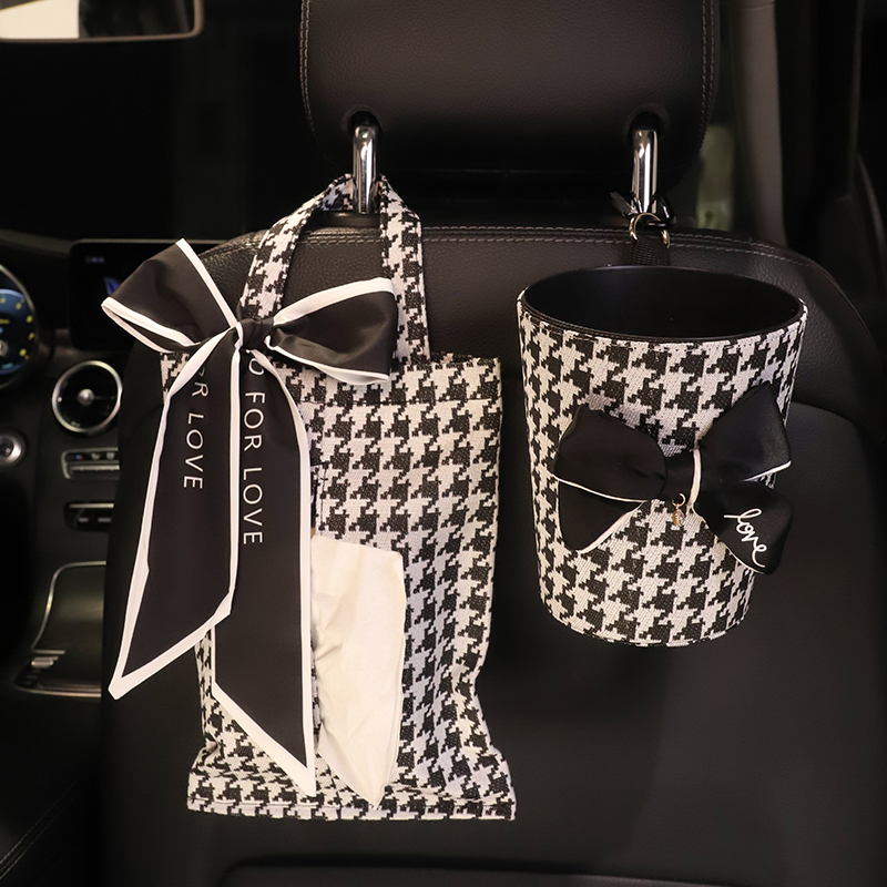 车载纸巾盒垃圾桶汽车卫生纸盒二合一座椅挂式纸袋扶手箱网红收纳