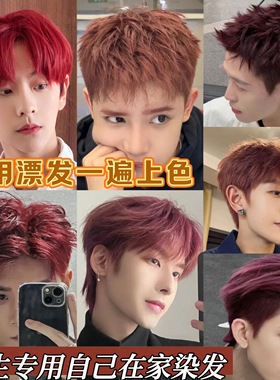 染发剂膏男士专用海王浆果树莓红粉棕色植物泡泡纯黑紫色免漂黑茶