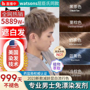 染发剂膏男士专用奶茶黑灰棕色亚麻金粉冷棕色树莓红黑茶泡泡免漂