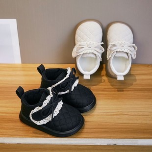 女中小童公主洋气短靴1一3岁加绒棉鞋 婴儿鞋 子软底女宝宝学步鞋