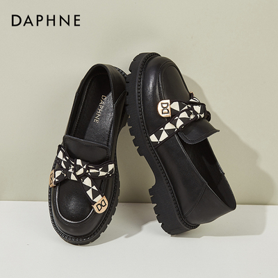 达芙妮乐福鞋圆头厚底舒适