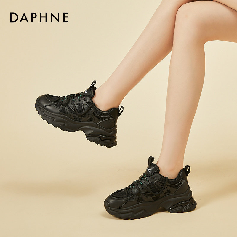 达芙妮百搭休闲鞋女秋冬2023新款老爹鞋时尚厚底单鞋松糕运动鞋