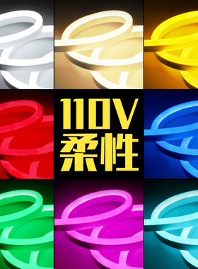 柔性110vled灯条台湾美国加拿大户外防水灯带冷光直插彩色霓虹灯