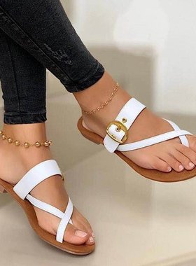 2021 Toe Sandals Girl Flats Shoes Size 35-43 female Slippers