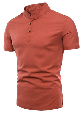 Men's Stand Collar Cotton T Shirt Camisa Polo Shirts男士polo