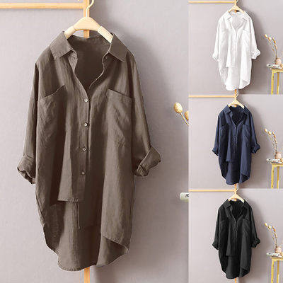 women's casual shirt autumn cotton linen long-sleeved bl