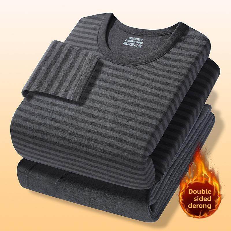 保暖内衣套装男士条纹圆领内搭保暖衣冬季秋衣秋裤加厚德绒打底衫,女士内衣/男士内衣/家居服,保暖套装,淘宝优惠券,粉丝福利购,淘宝优惠卷