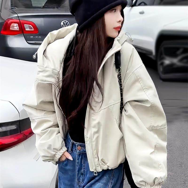 高级冲锋衣夹棉加厚短外套女春秋2025新款爆款超火小个子时尚夹克,女装/女士精品,短外套,淘宝优惠券,粉丝福利购,淘宝优惠卷