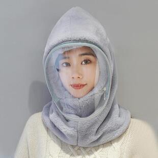 骑车防风面罩全脸冬季 套头帽子围巾一体女加绒防寒保暖电动车护耳