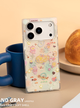 灰岛 梦幻乐园方形手机壳 双层印花 适用于苹果iPhone17 16 15 14 Pro Max 原创设计 可爱少女 童趣涂鸦